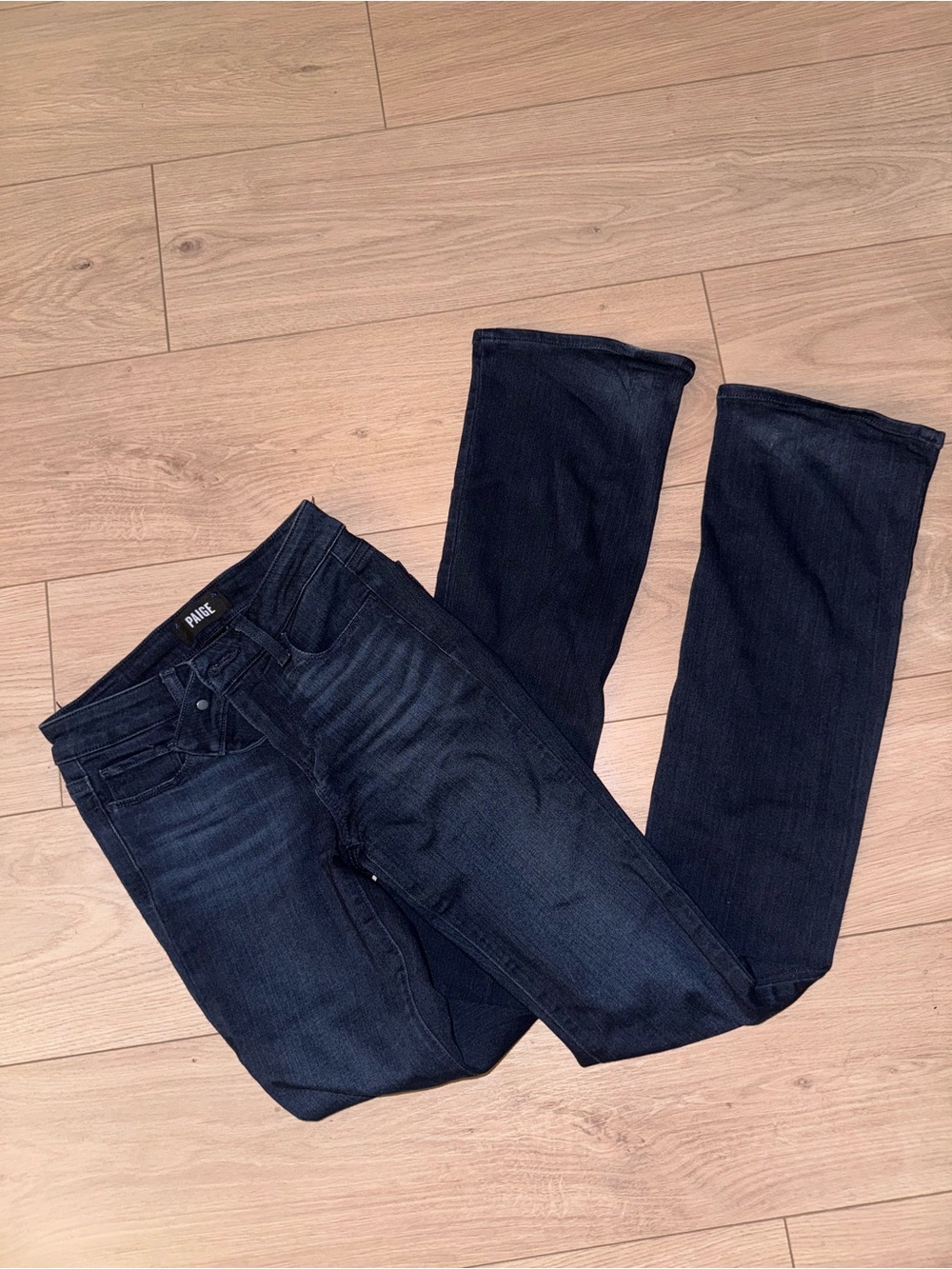PAIGE Women's Dark Blue Bootcut Jeans MANHATTAN